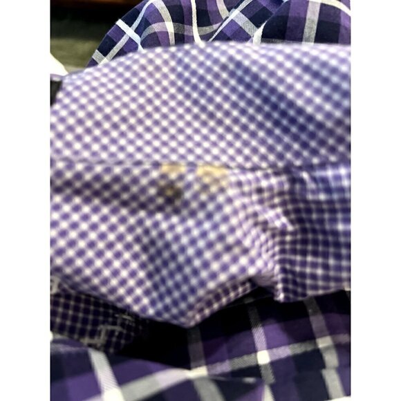 Men's Bugatchi Purple & White Long Sleeve Button Up Dress Shirt, XXL - Picture 4 of 11